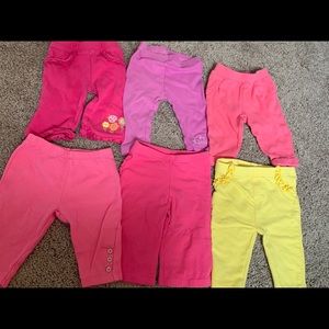 6 pairs of girl’s 0-3M/3M pants